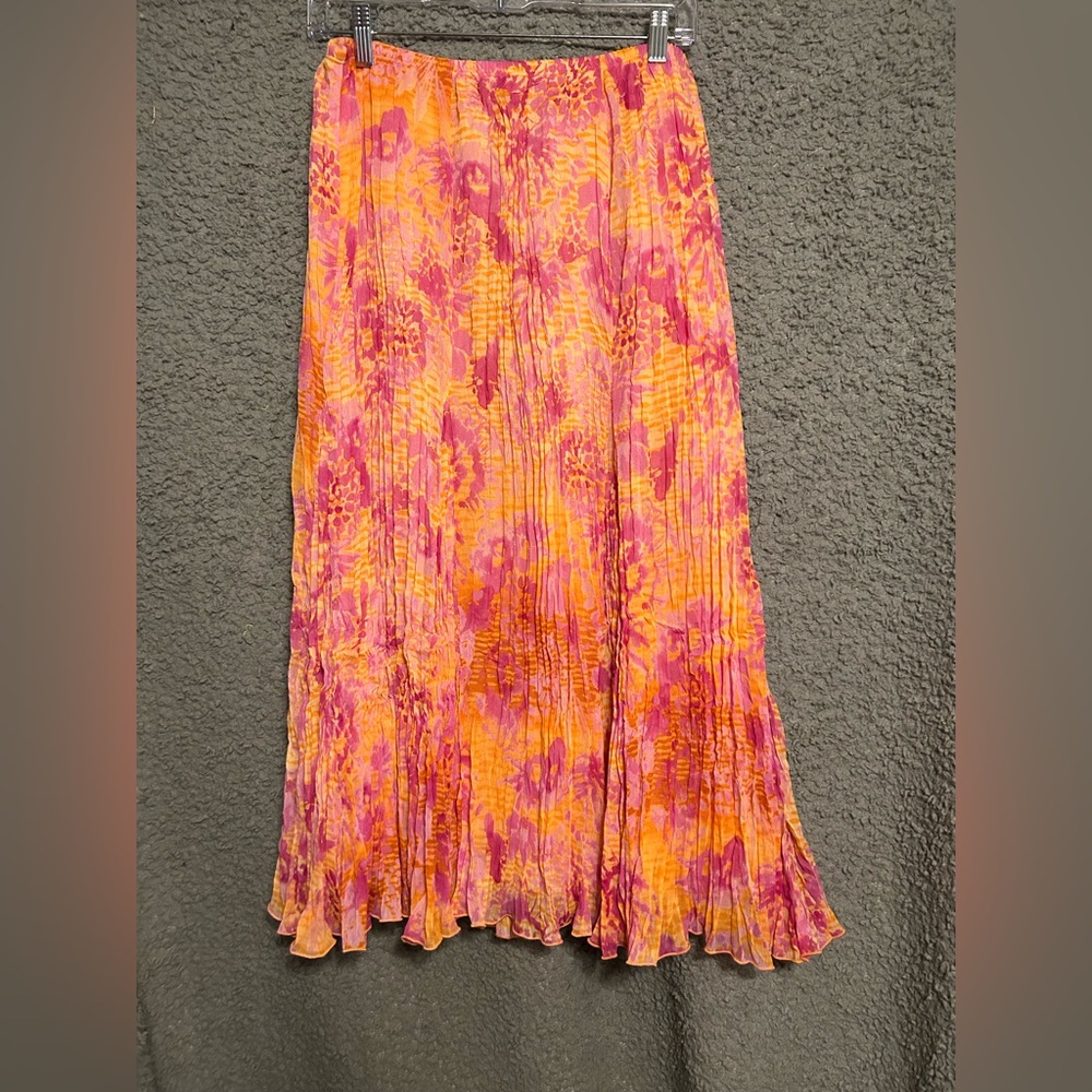 Ruby Rd. Vibrant Pink and Orange Maxi Skirt